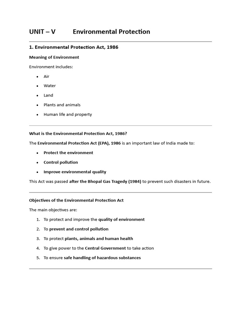 Environmental Protection Act Overview | PDF | Pollution | Non ...
