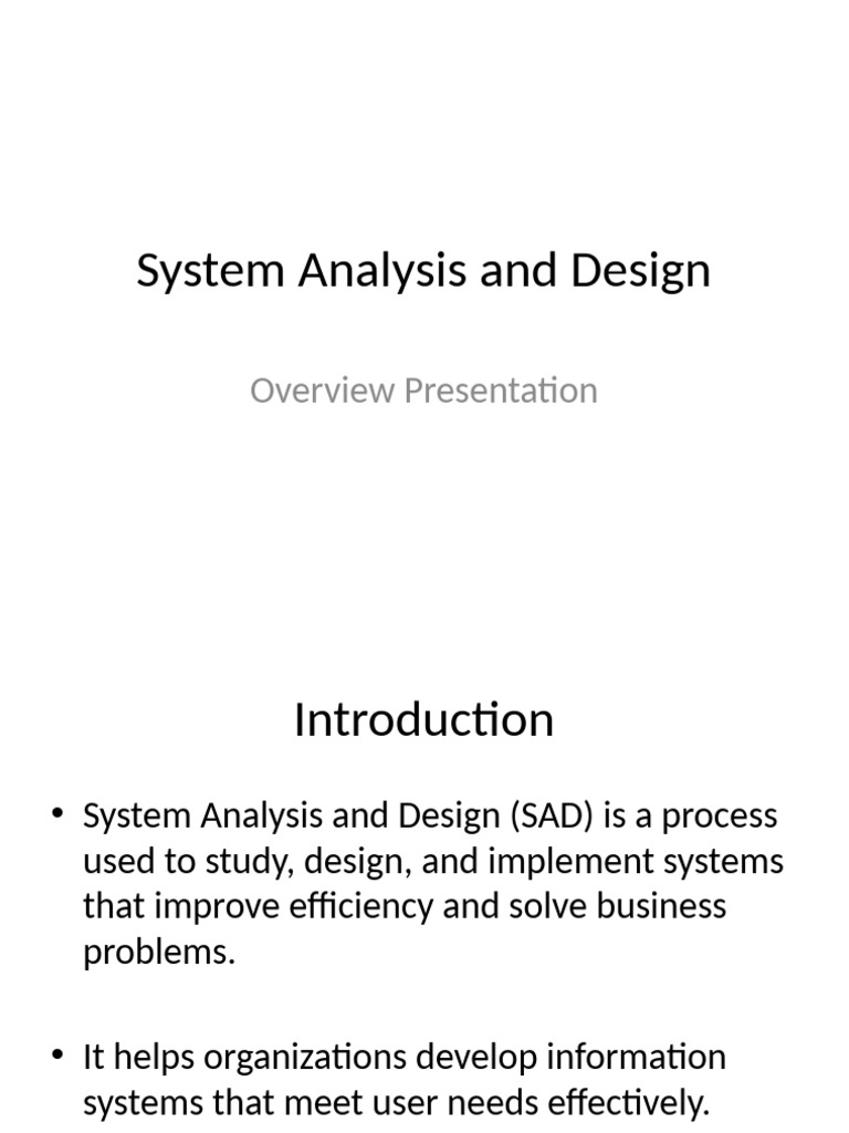 System Analysis and Design Overview | PDF