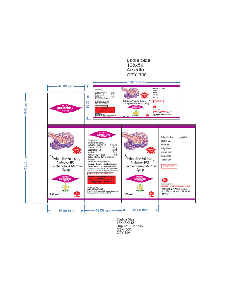 Syrup Carton and Label Specifications | PDF