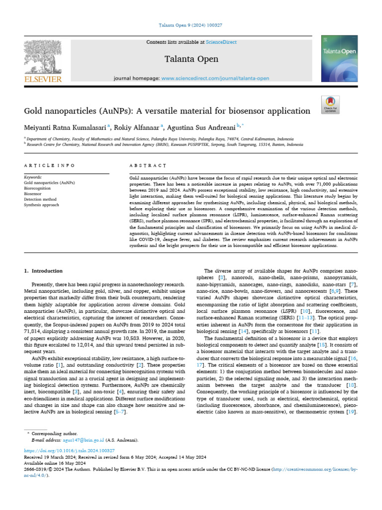 Gold Nanoparticles (AuNPs | PDF | Nanoparticle | Surface Plasmon Resonance