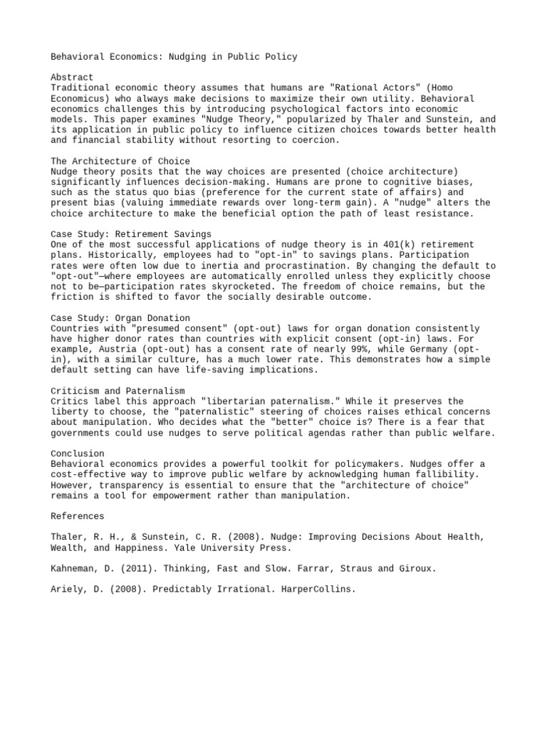Nudge Theory in Public Policy Explained | PDF | Behavioral Economics ...