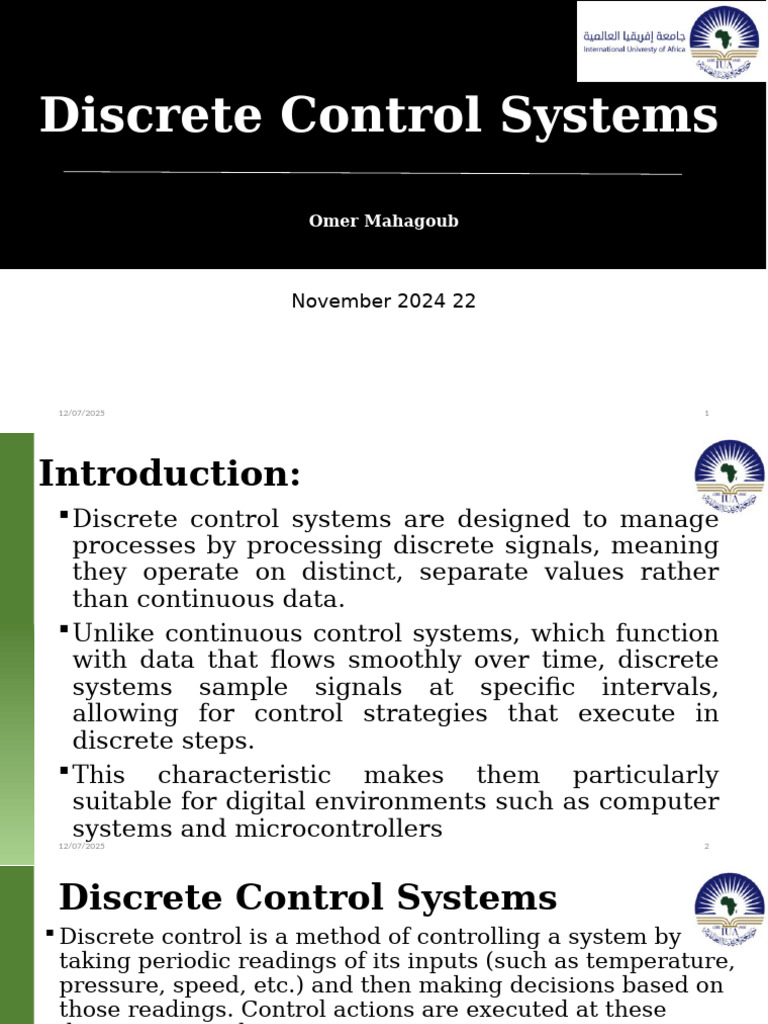 L6 Discrete Control Systems | PDF | Control Theory | Automation