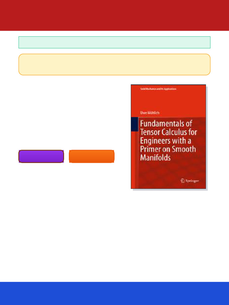 Fundamentals of Tensor Calculus For Engineers With A Primer On Smooth ...