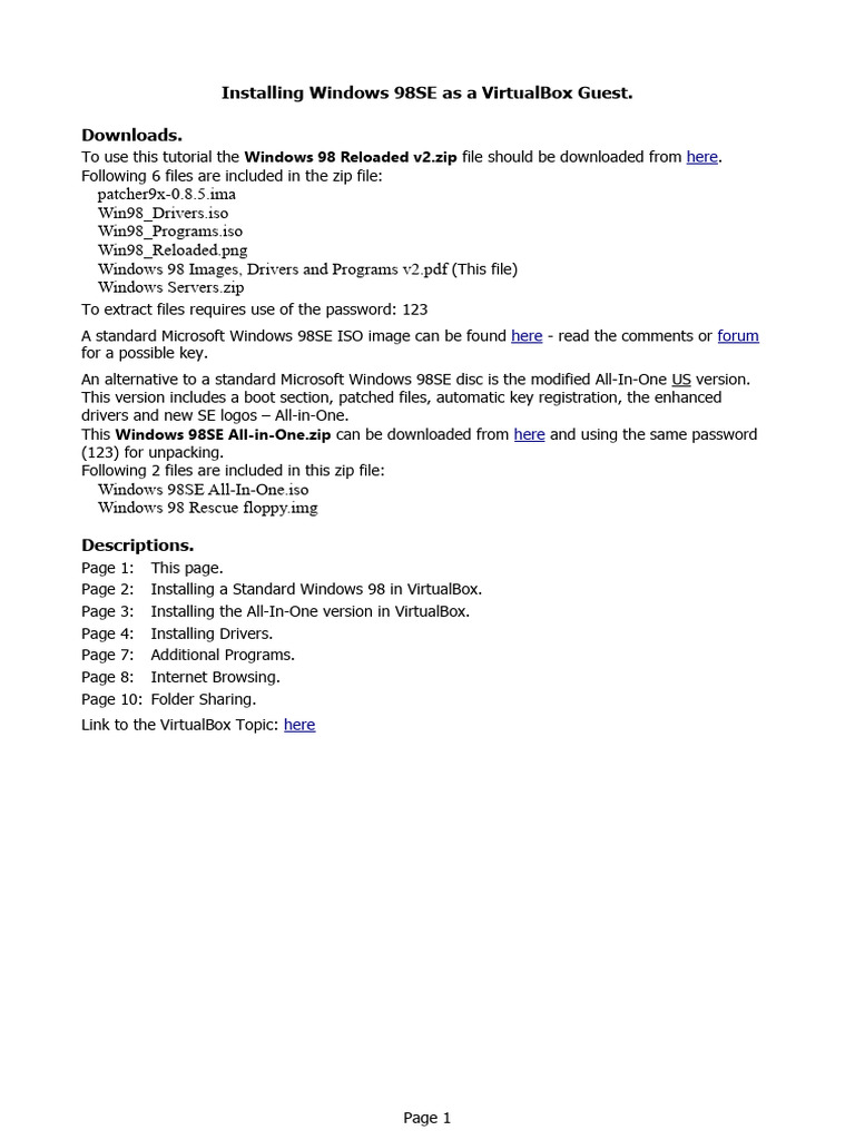 Install Windows 98SE in VirtualBox Guide | PDF | File Transfer Protocol ...