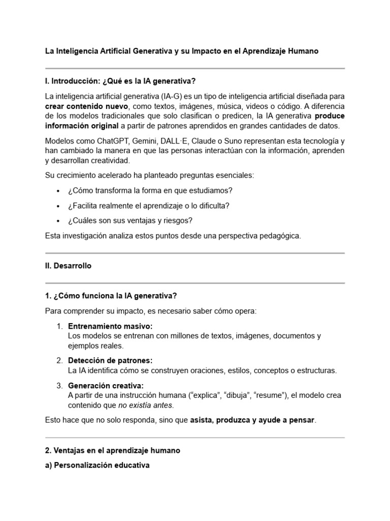 La Inteligencia Artificial Generativa y Su Impacto en El Aprendizaje ...