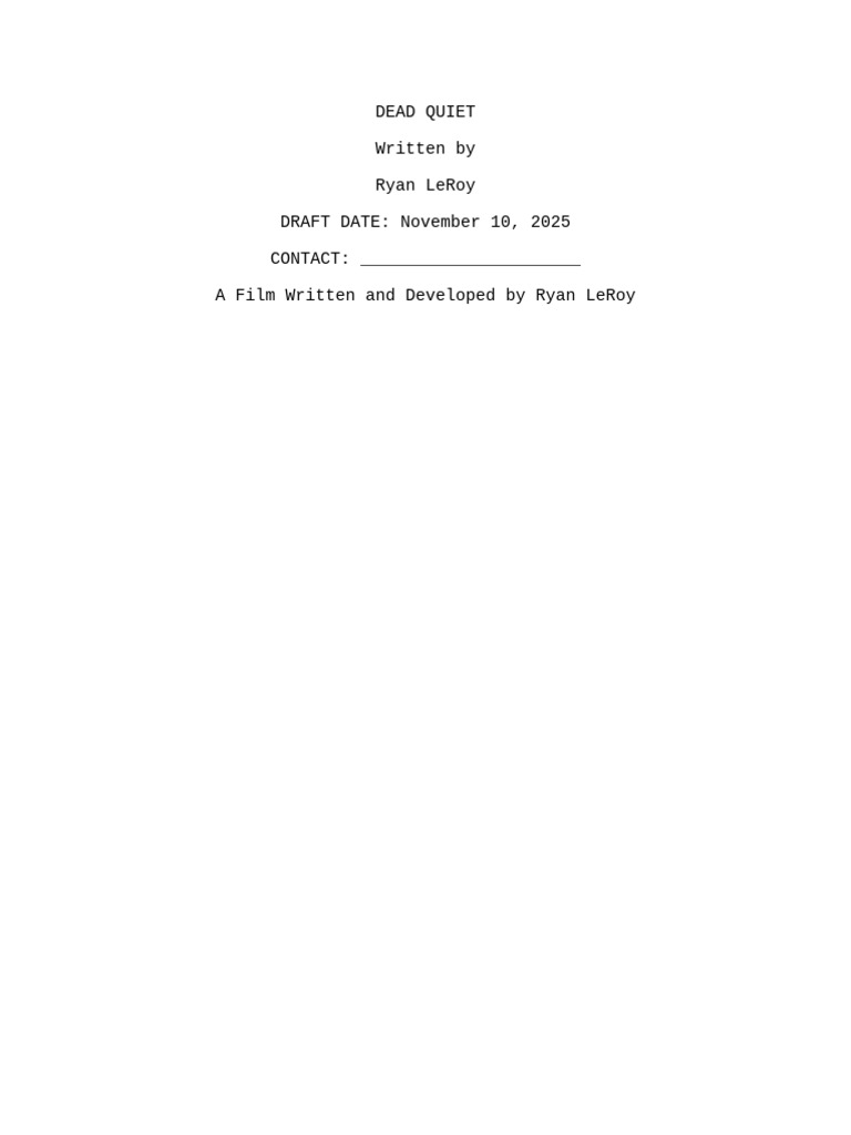 Dead Quiet: A Haunted House Script | PDF