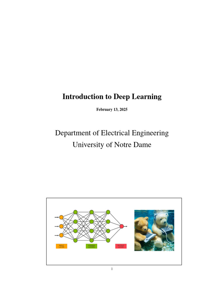 Introduction To Deep Learning University of Notre Dame | PDF | Deep ...