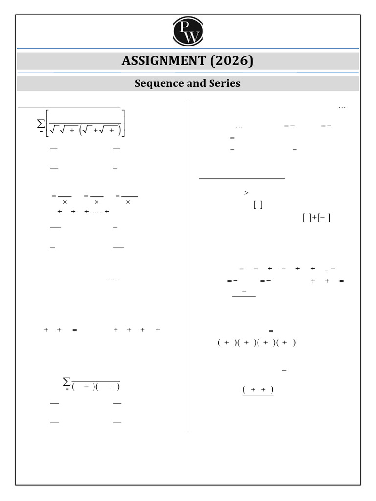 Sequence and Series Assignment 2026 | PDF | Arithmetic | Number Theory