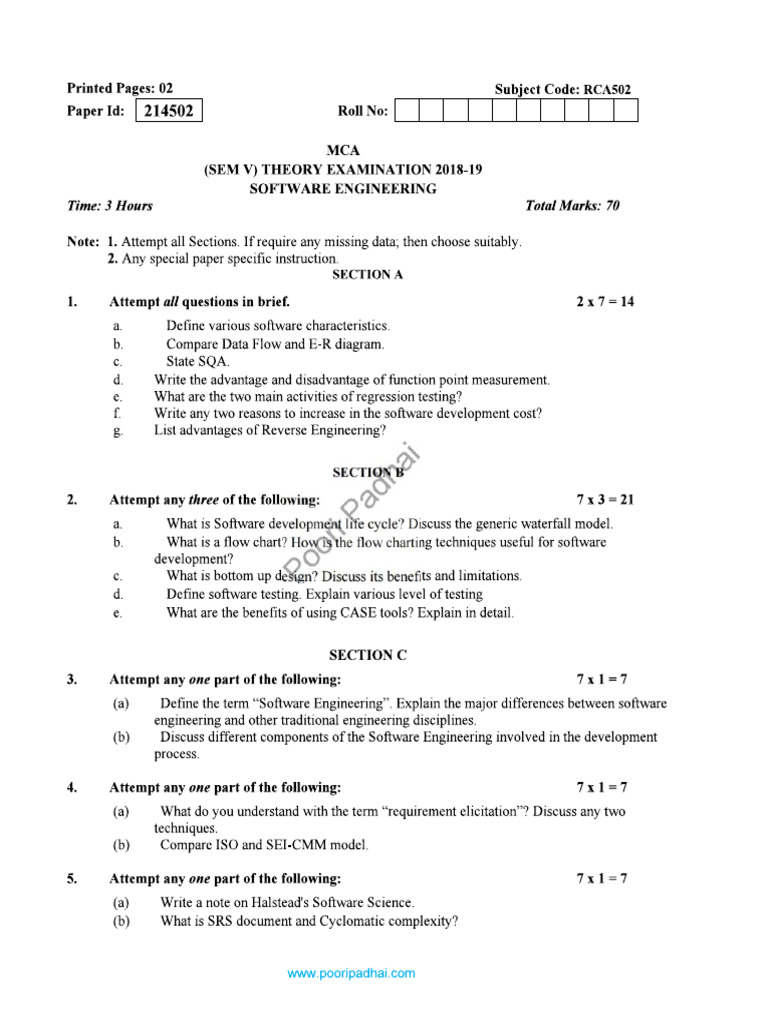 SE Paper 2018-19 | PDF