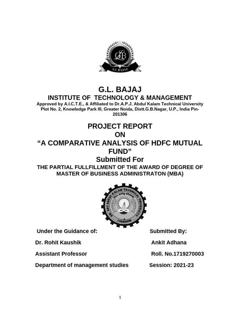 Comparative Analysis of Mutual Fund Hdfc Finance 2021 Research | PDF ...
