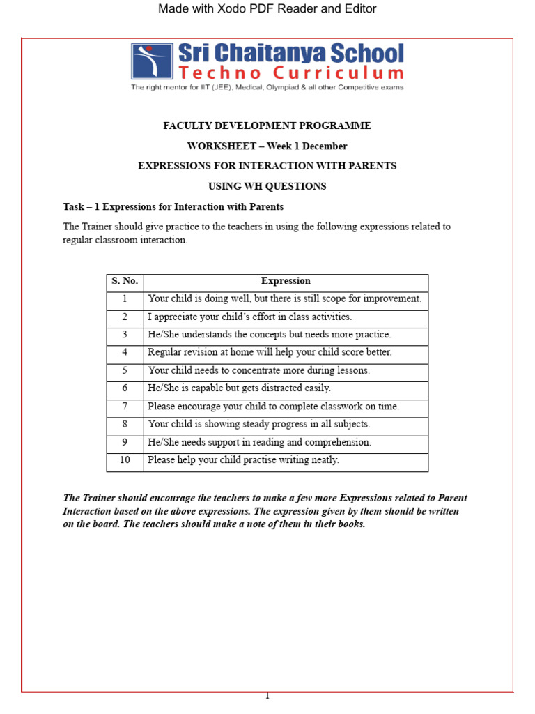 2. FDP Worksheet Week 1 December | PDF | Teachers | Reading Comprehension