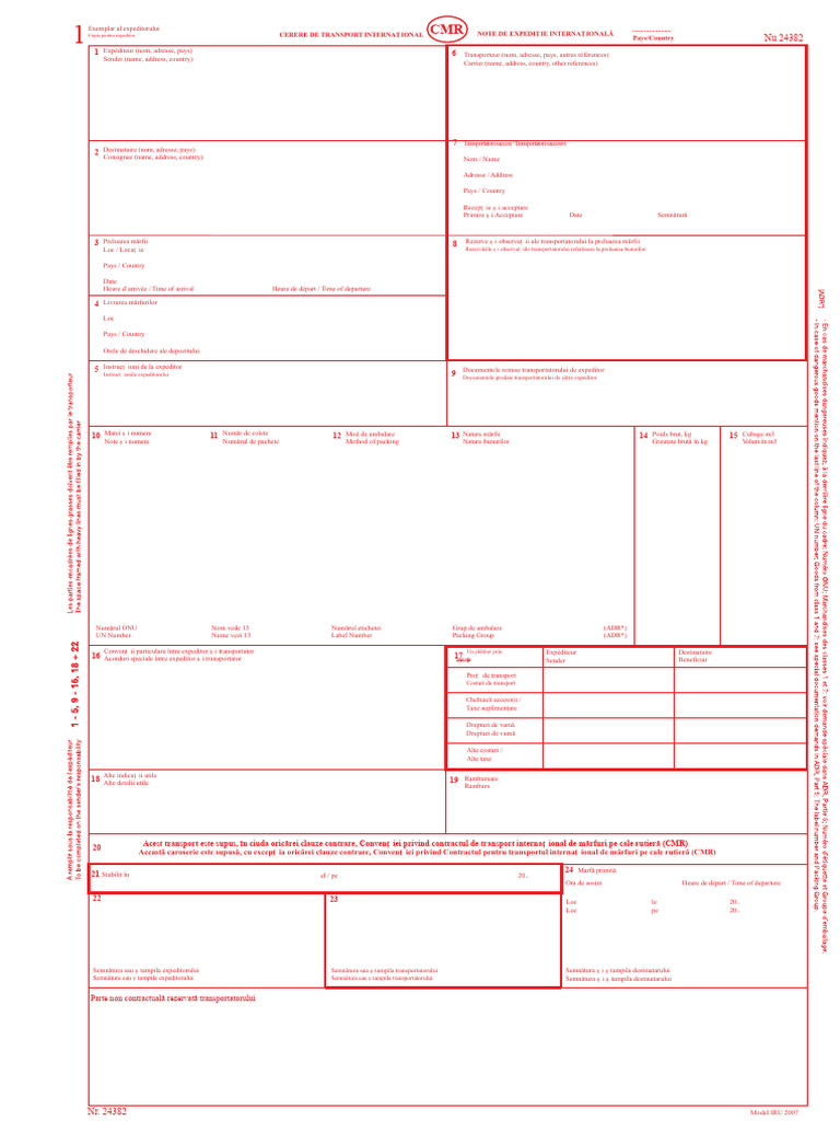 Formular CMR Internațional | PDF