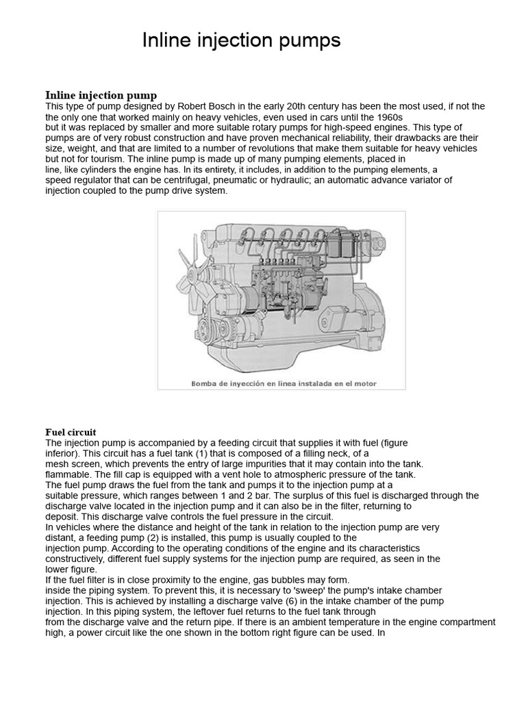 Inline Injection Pumps Overview | PDF | Fuel Injection | Pump