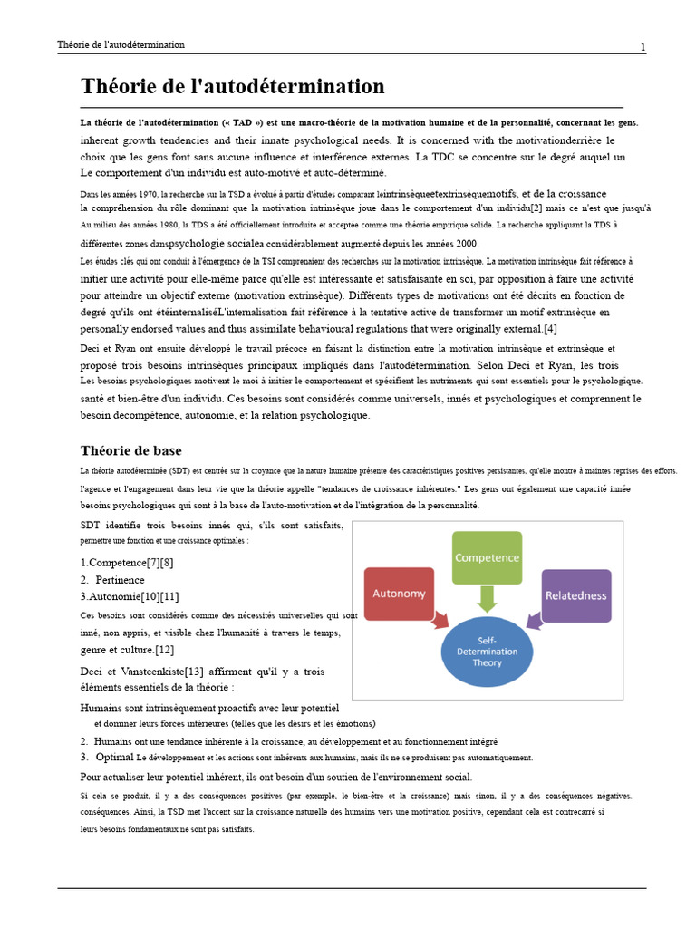 Comprendre la théorie de l'autodétermination | PDF | Motivant | Motivation