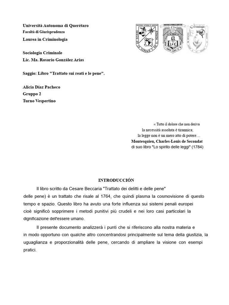 Saggio - Dei Reati e Delle Pene | PDF