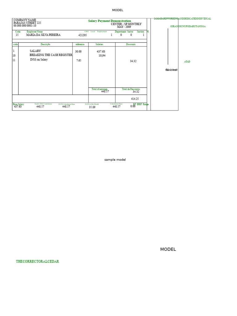 Salary Payment Slip Example for May 2009 | PDF | Business | Money