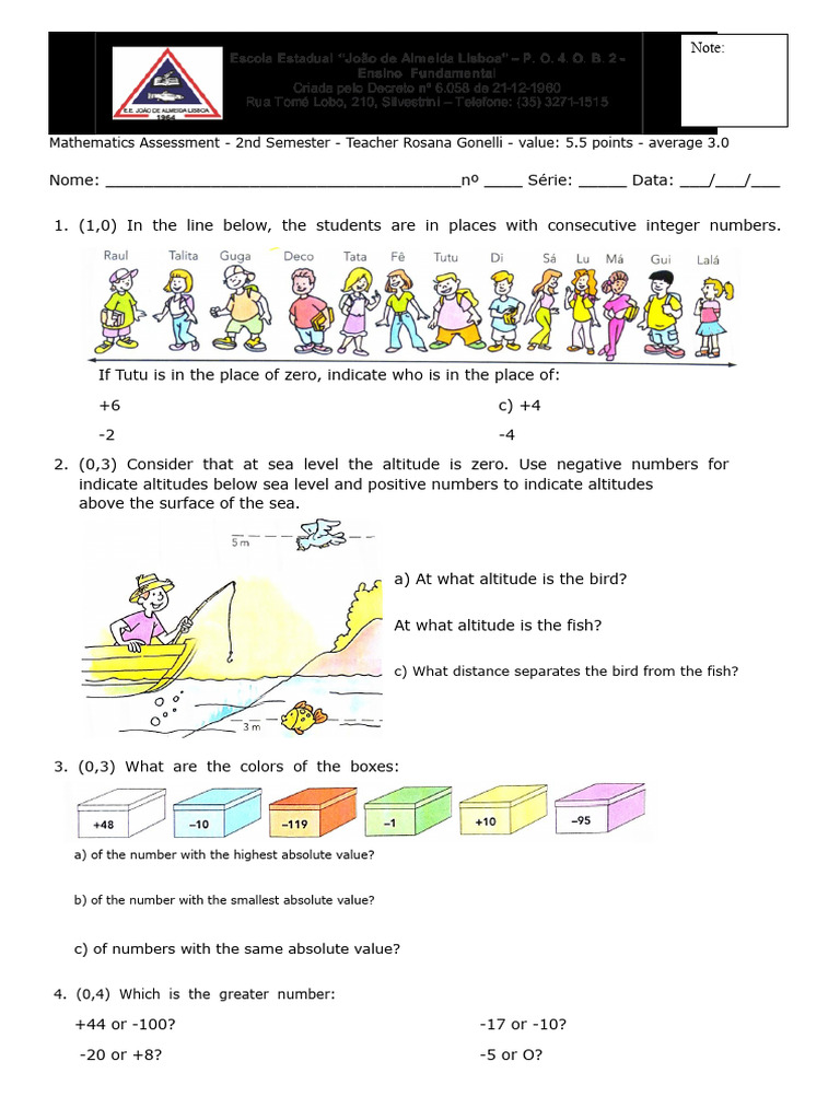 2nd Semester Math Assessment Guide | PDF | Numbers