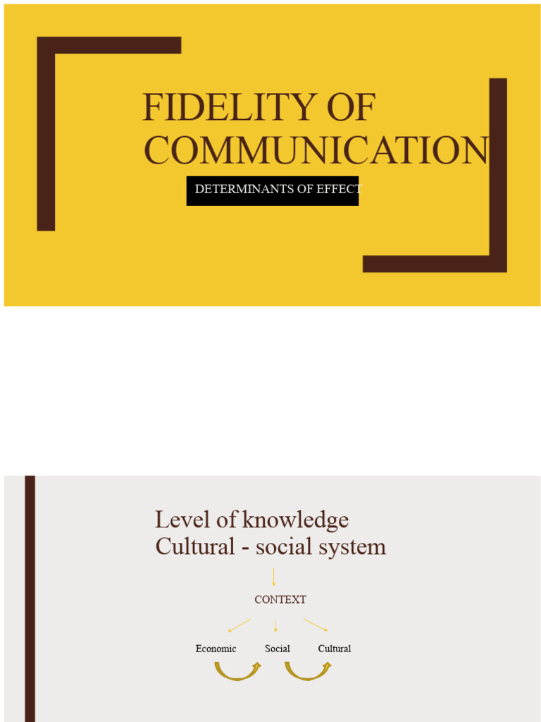 Fidelity of Communication | PDF