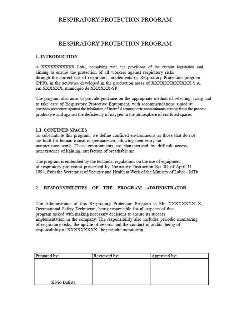 RPP - RESPIRATORY PROTECTION PROGRAM RPP | PDF | Personal Protective ...