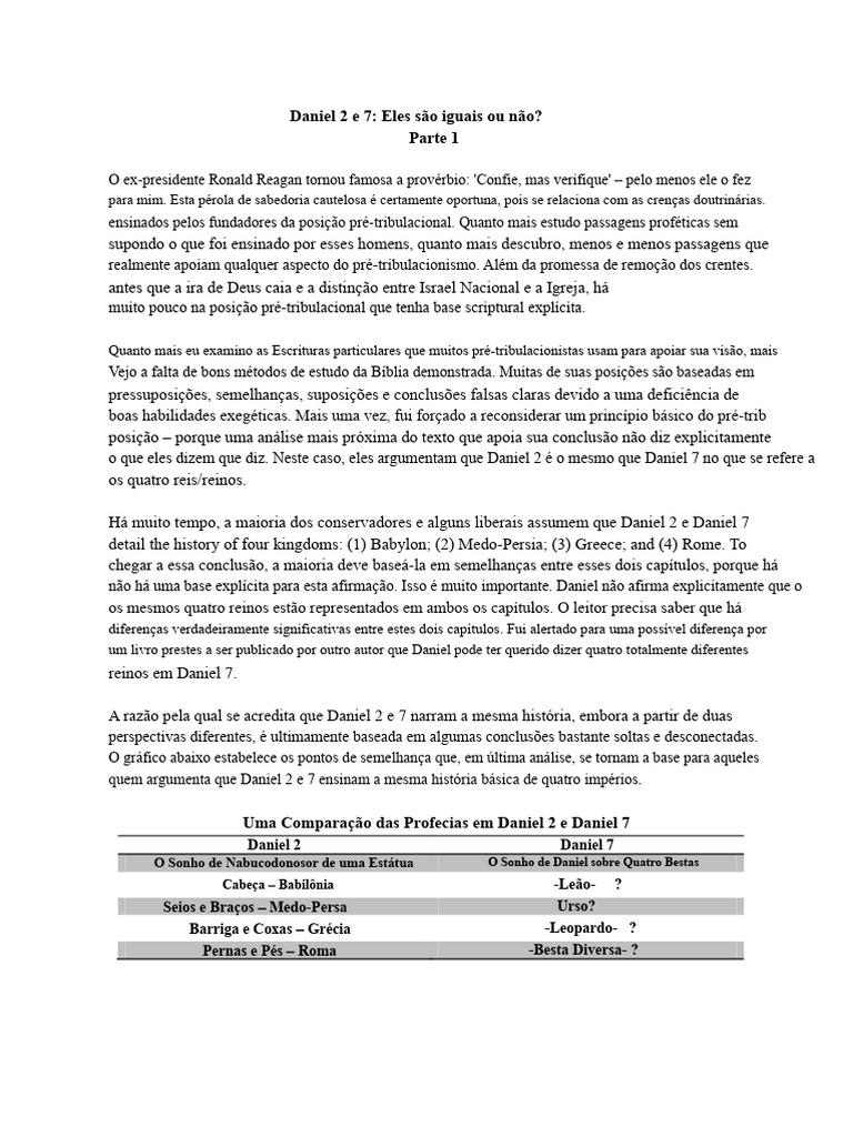 Daniel 2 e 7 - Igual Ou Não Igual - Charles Cooper | PDF | Daniel ...