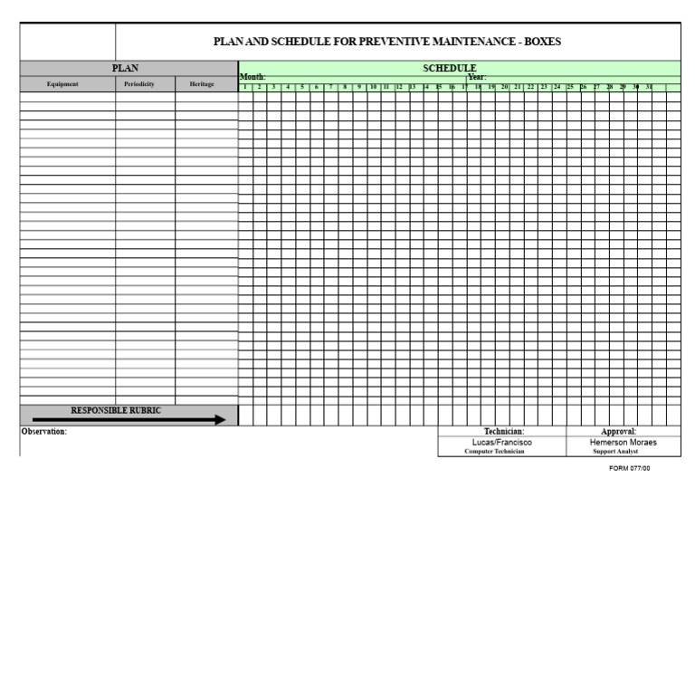 Preventive Maintenance Plan & Schedule | PDF