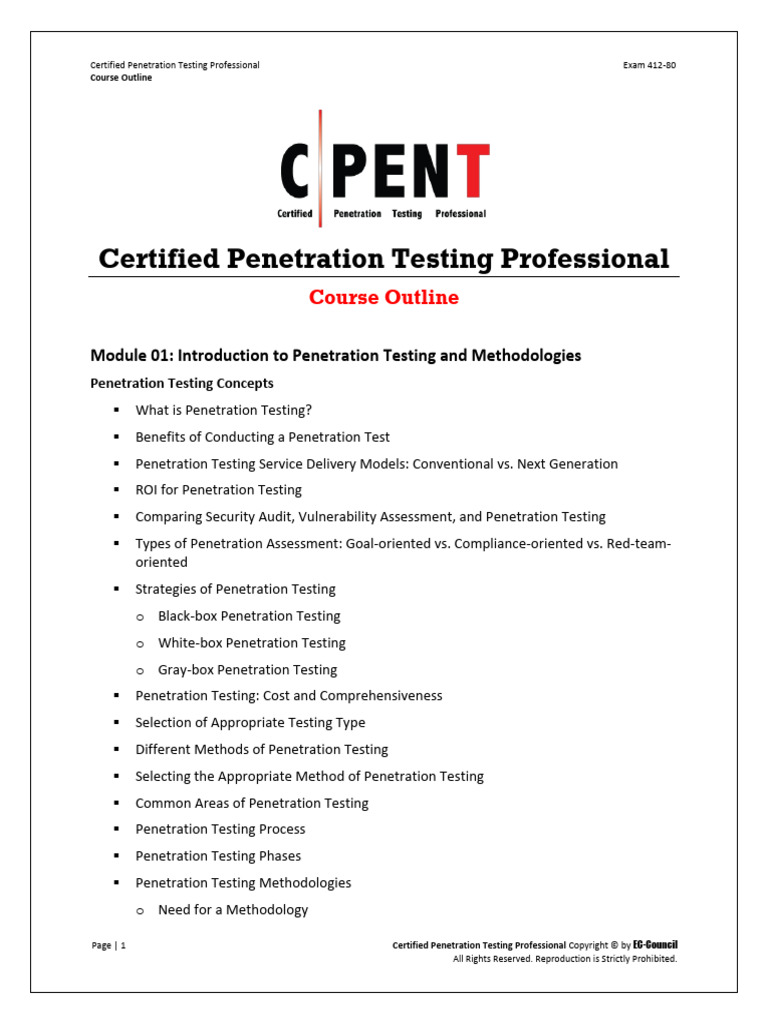 Certified Penetration Testing Course Outline | PDF | Penetration Test ...