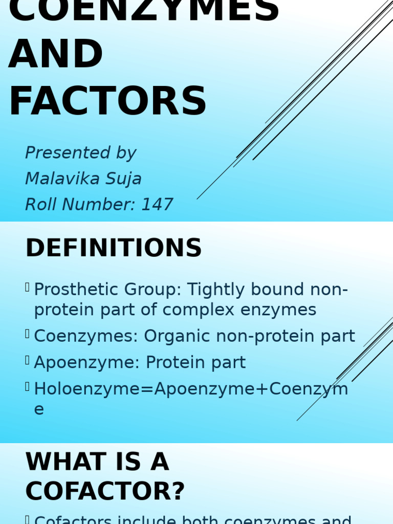 Understanding Coenzymes and Their Roles | PDF | Cofactor (Biochemistry ...
