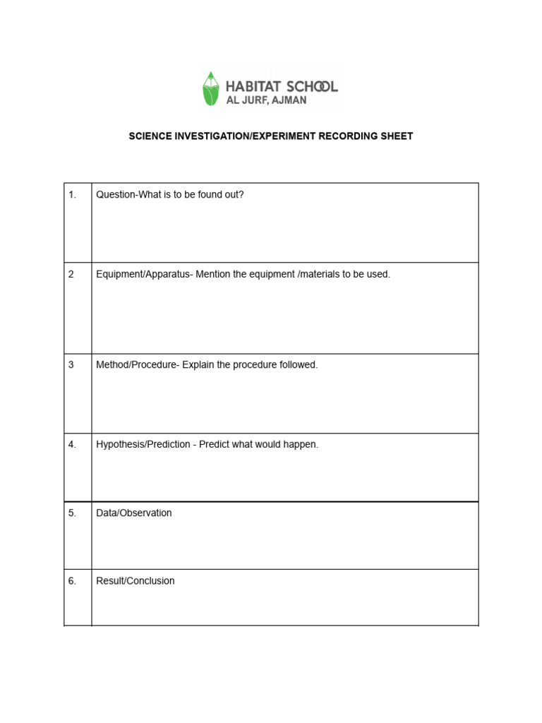Science Investigatory Sheet | PDF