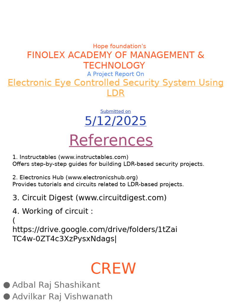 LDR-Based Electronic Eye Security System | PDF | Electrical Network ...