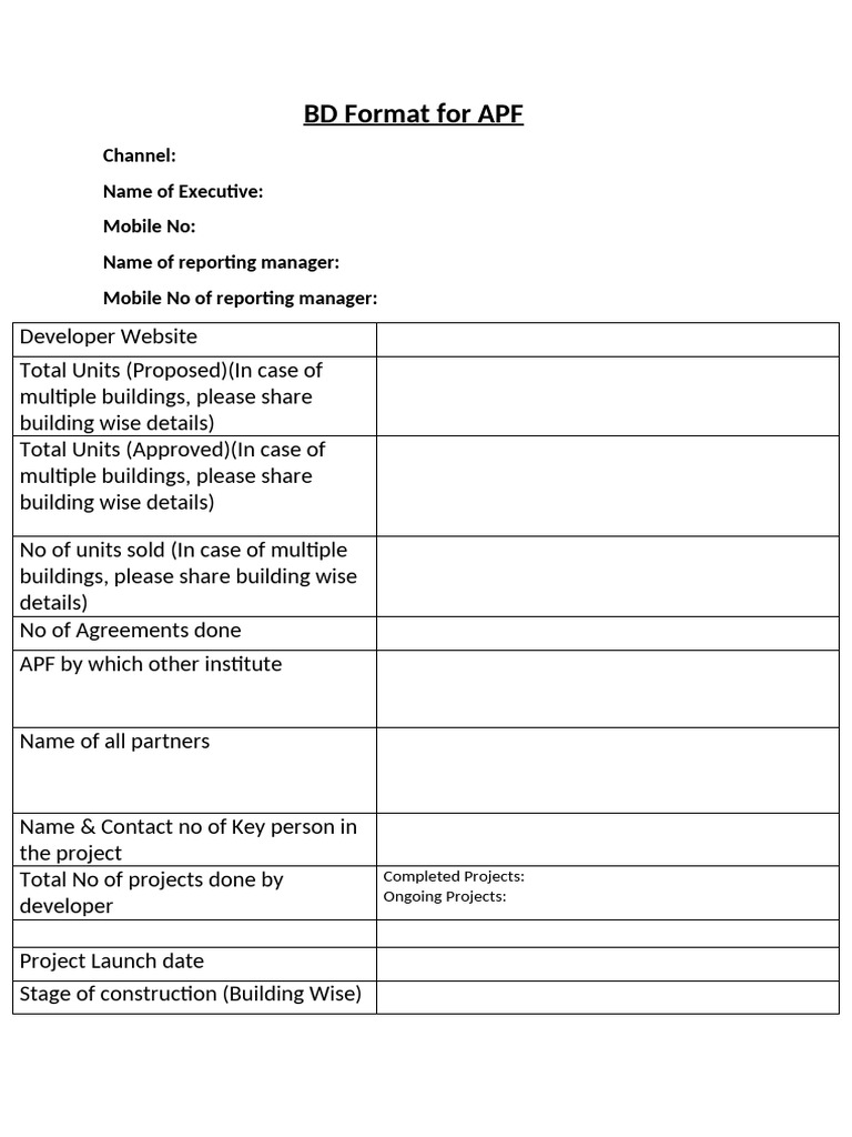 BD Format for APF (6) | PDF