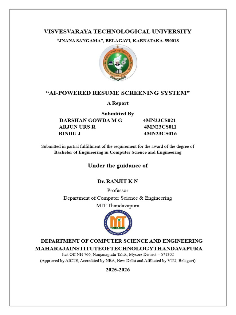 AI Resume Screening System Report | PDF | Résumé | Artificial Intelligence
