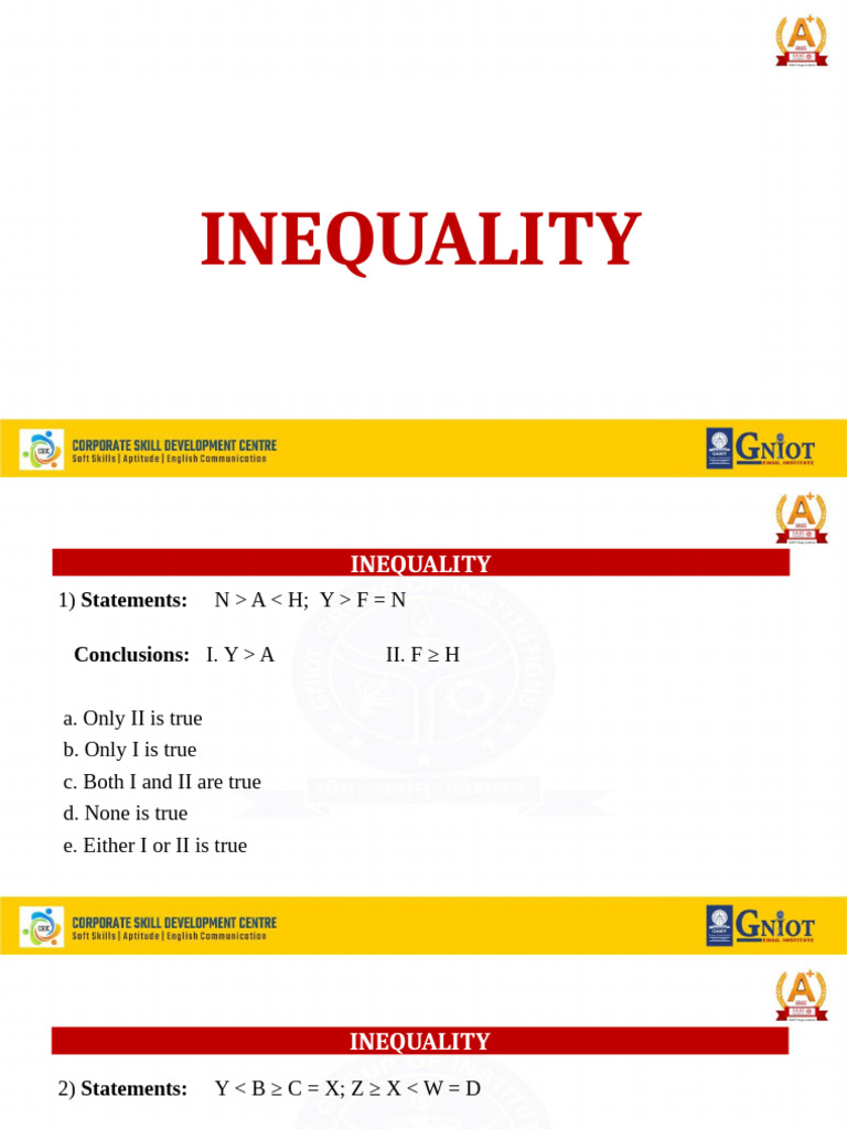 Inequality Statements and Conclusions | PDF | Logic