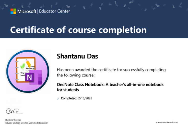 OneNote Class Notebook Course Certificate | PDF