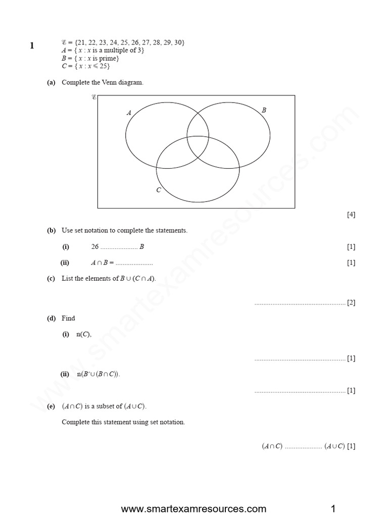 Set Theory and Venn Diagram Exercises | PDF | Number Theory | Discrete ...