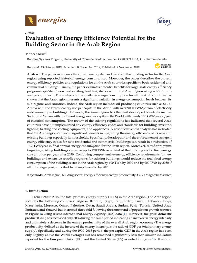 Energy Efficiency in Arab Buildings | PDF | Efficient Energy Use ...