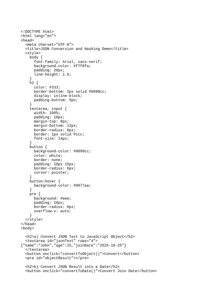 JSON Conversion and Hashing Tools | PDF | Json | Computer Data