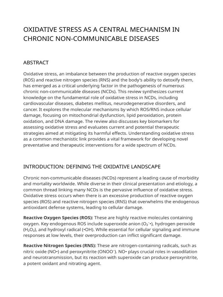 Oxidative Stress in Chronic Diseases | PDF | Oxidative Stress ...