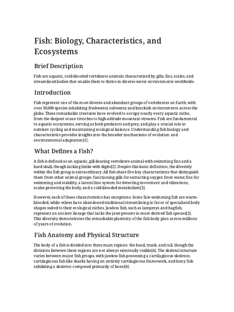 Fish Biology and Ecosystem Roles | PDF | Fish | Gill