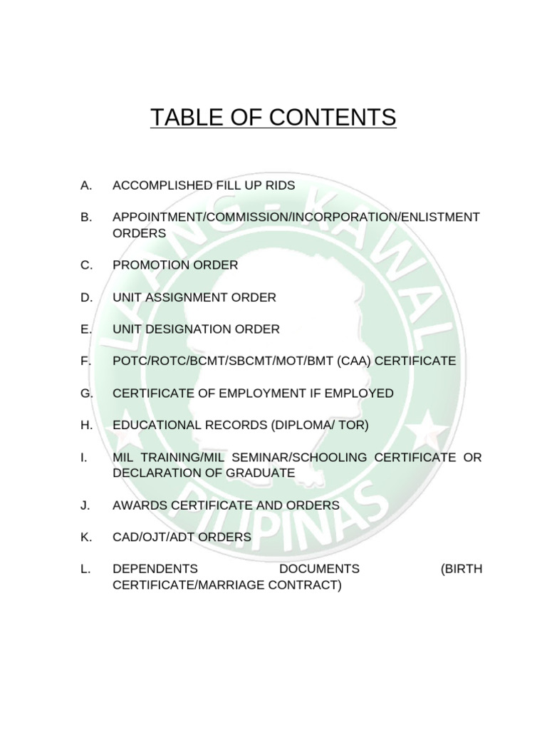 Essential Military Document Checklist | PDF