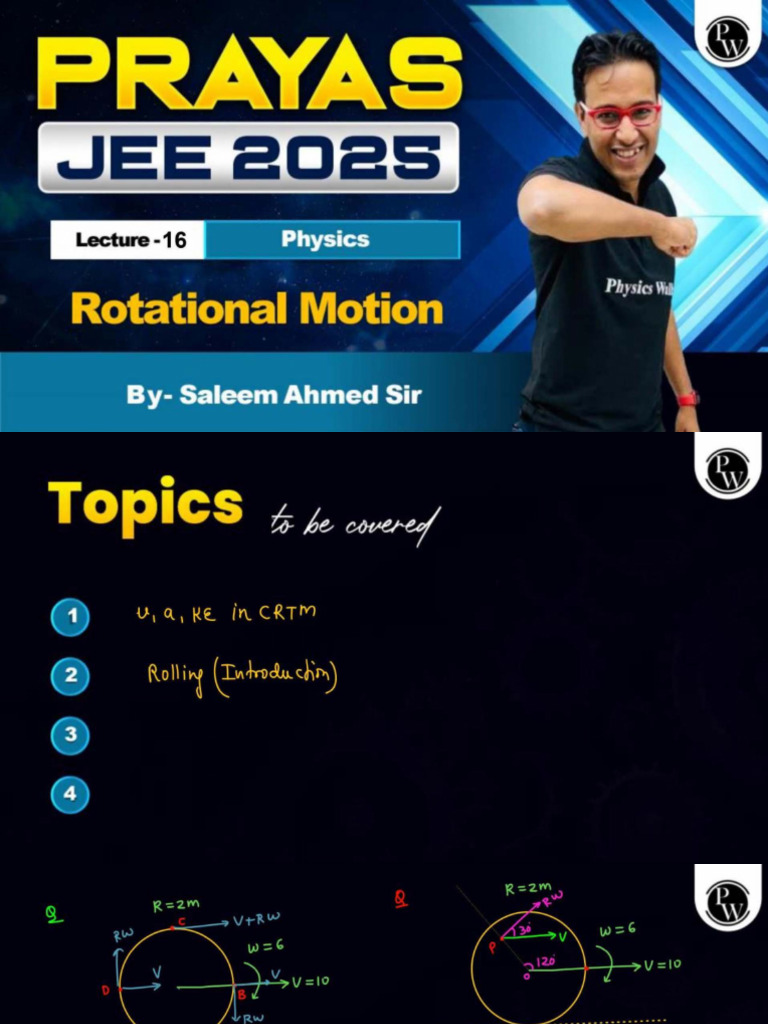 Rotational Motion 16 - Class Notes - JEE 2025 | PDF