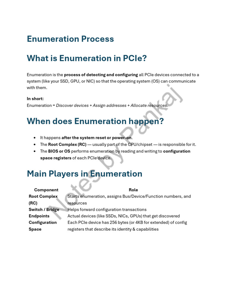 PCIe Enumeration Process Explained | PDF | Computer Science | Computer ...