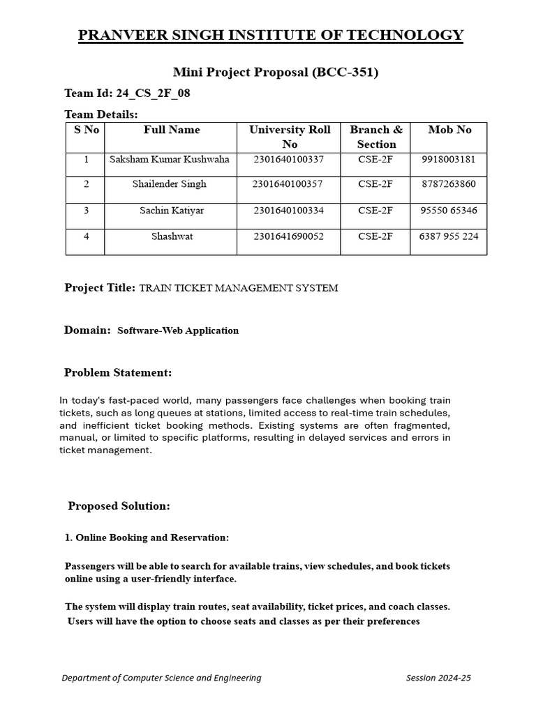 Mini Project Proposal 2024-25[1] | PDF | Databases | Credit Card