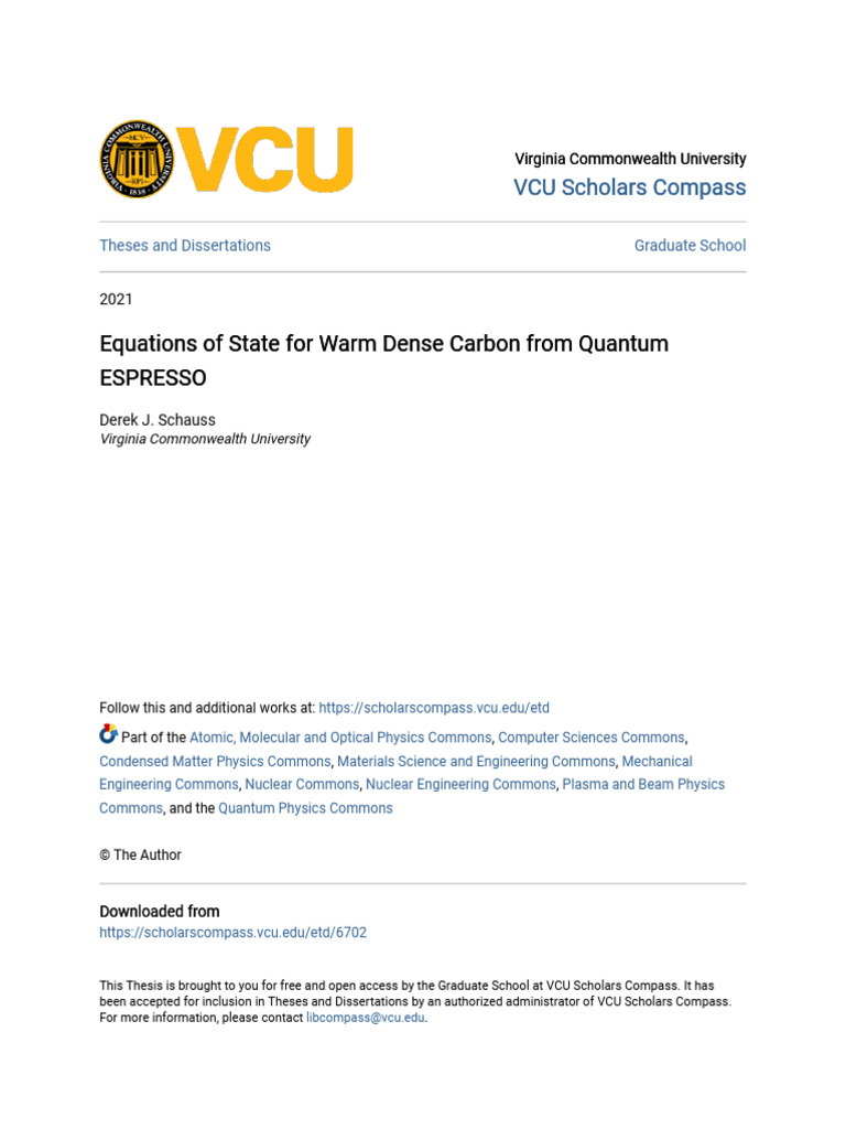 Warm Dense Carbon Equations of State | PDF | Density Functional Theory ...