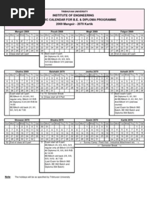 Academic Calendar 2069 To 2072 BE-Diploma | PDF | Titles | Schools