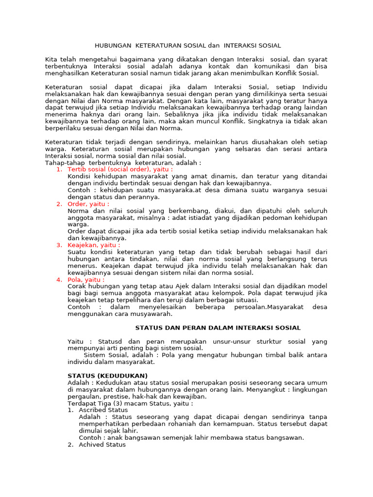 Keteraturan Sosial dan Interaksi Individu | PDF