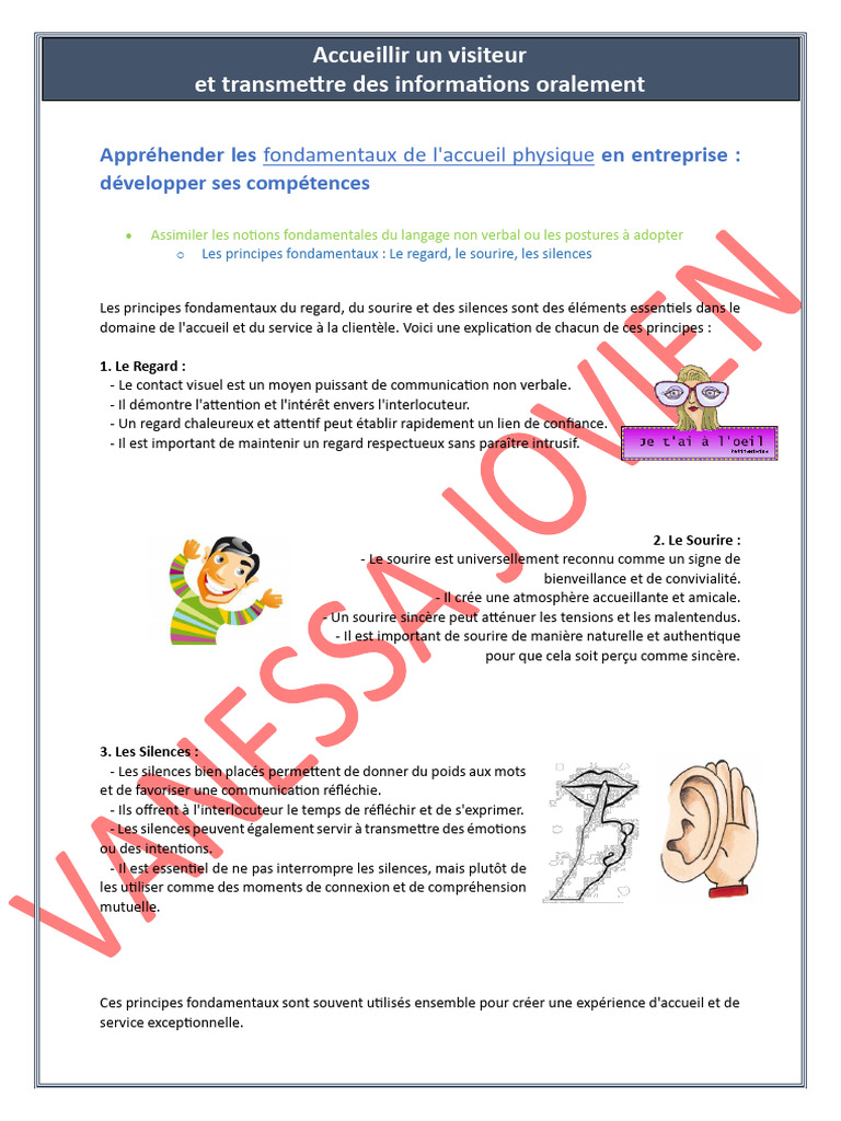 Accueil efficace : clés de la communication | PDF | Sourire ...