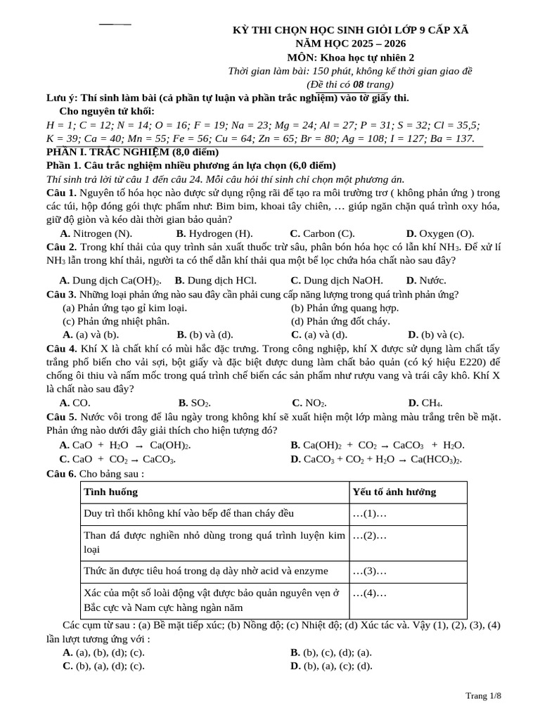 5. Đề KHTN 2 | PDF