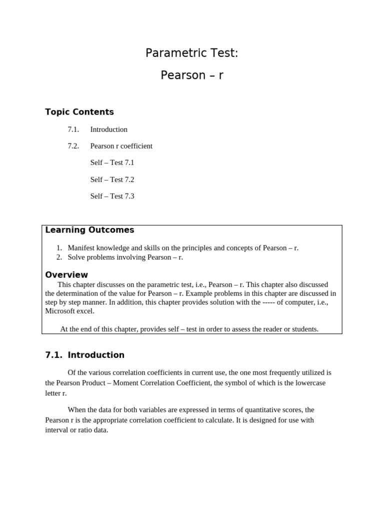 Understanding Pearson r Coefficient | PDF | Statistical Hypothesis ...