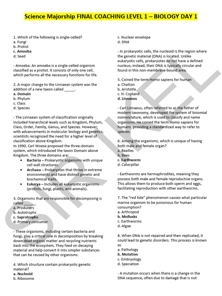 Biology Coaching Level 1: Key Concepts | PDF | Genetics | Genetic ...