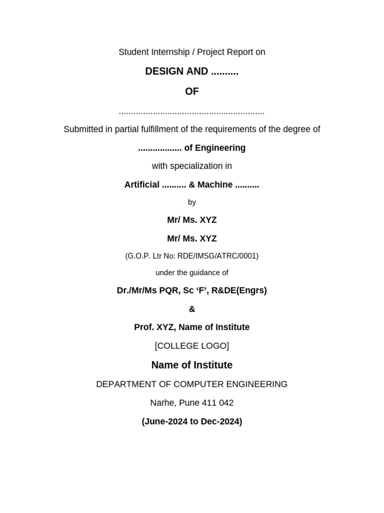 Internship Report on AI & Machine Learning Design | PDF